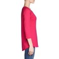 thumbnail image 2 of Eddie Bauer Ladies Lace-up neck detail Shirt tail hem Cross-Front ¾ Sleeve Tunic L/Sangria, 2 of 3