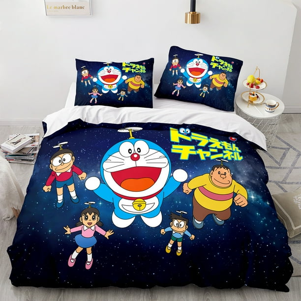 Doraemon Anime Bedding Sets 3d Printed Duvet Cover Cartoon Bedroom Bed