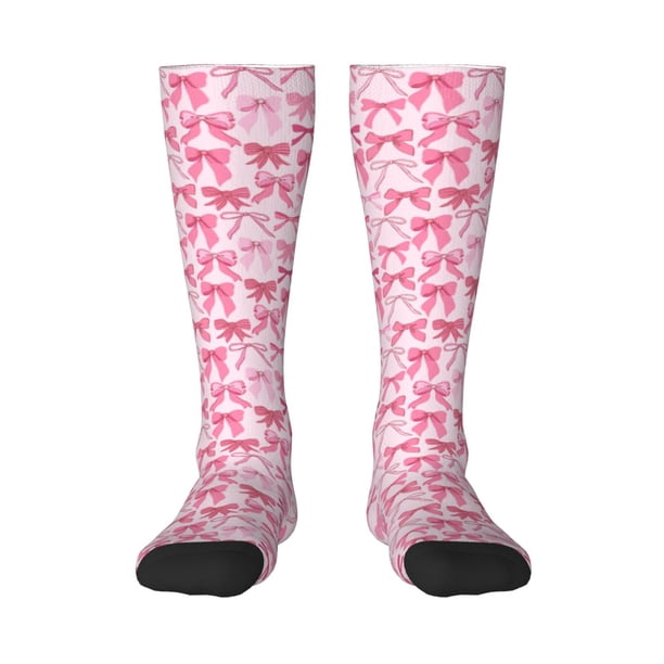 Balery Pink bows Calcetines novedosos Calcetines deportivos Calcetines hasta la rodilla Calcetines de algodón Calcetines originales y geniales
