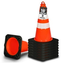 18" PVC Cone - 8 Pieces High Visibility Structurally Stable for Traffic, Parking, and Construction Safety (Orange)