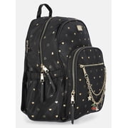 MNYC Womens Chain Pocket Dome Backpack Black Metallic