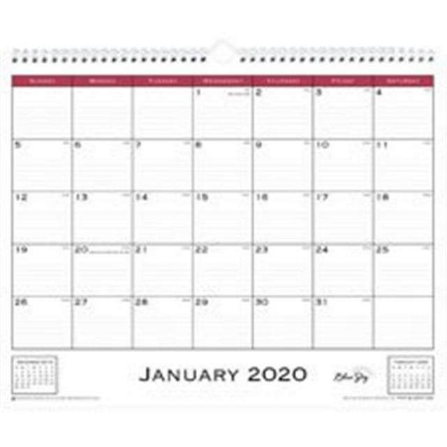 Blue Sky Classic Monthly Wall Calendar, Mahogany, Black