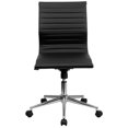 thumbnail image 6 of Mid-Back Armless Black Ribbed LeatherSoft Swivel Conference Office Chair, 6 of 9