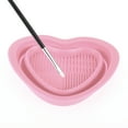 thumbnail image 3 of Unique Bargains 1 Pc Foldable Heart-shaped Makeup Sponge Brush Cleaner Pink, 3 of 5