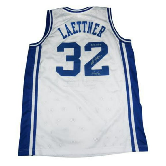 Christian Laettner Autographed Duke Blue Devils (White #32) Custom Jersey w/ "The Shot, 3/28/92"