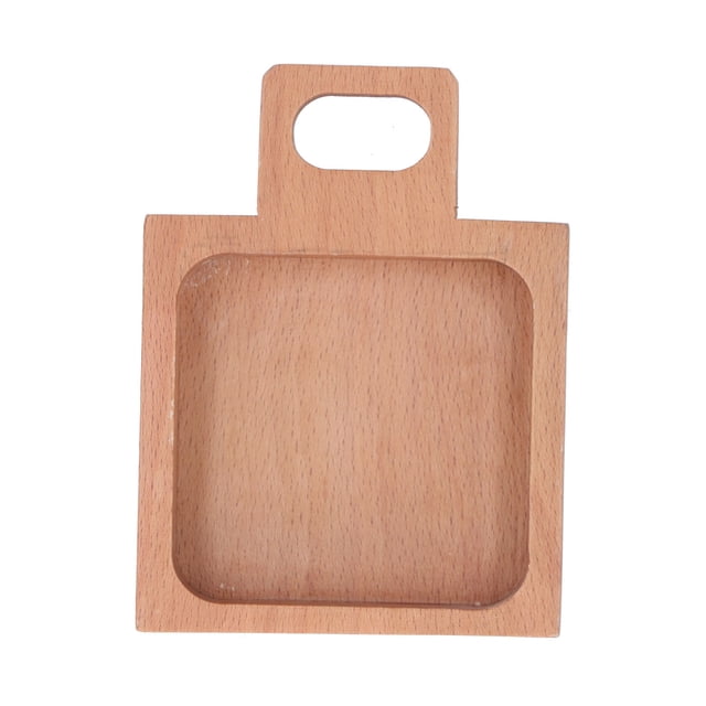 Plato de aperitivos de haya con asa Recipiente multiusos para salsas para el hogar, la cocina y el exterior (mango rectangular)