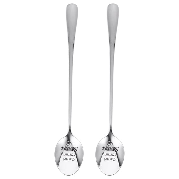 MLINS 2 Pcs Reusable Morning Stainless Steel Spoon Teaspoons Dessert Baby