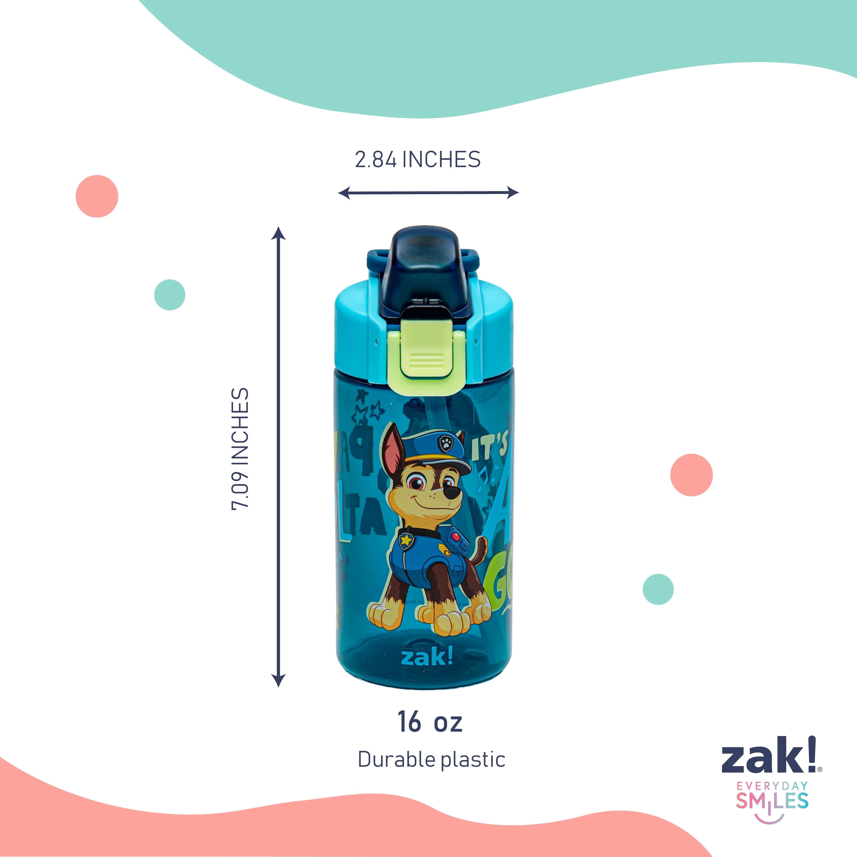 Zak Designs 16oz Paw Patrol Jubilation Durable Plastic Water Bottle, 2pk.