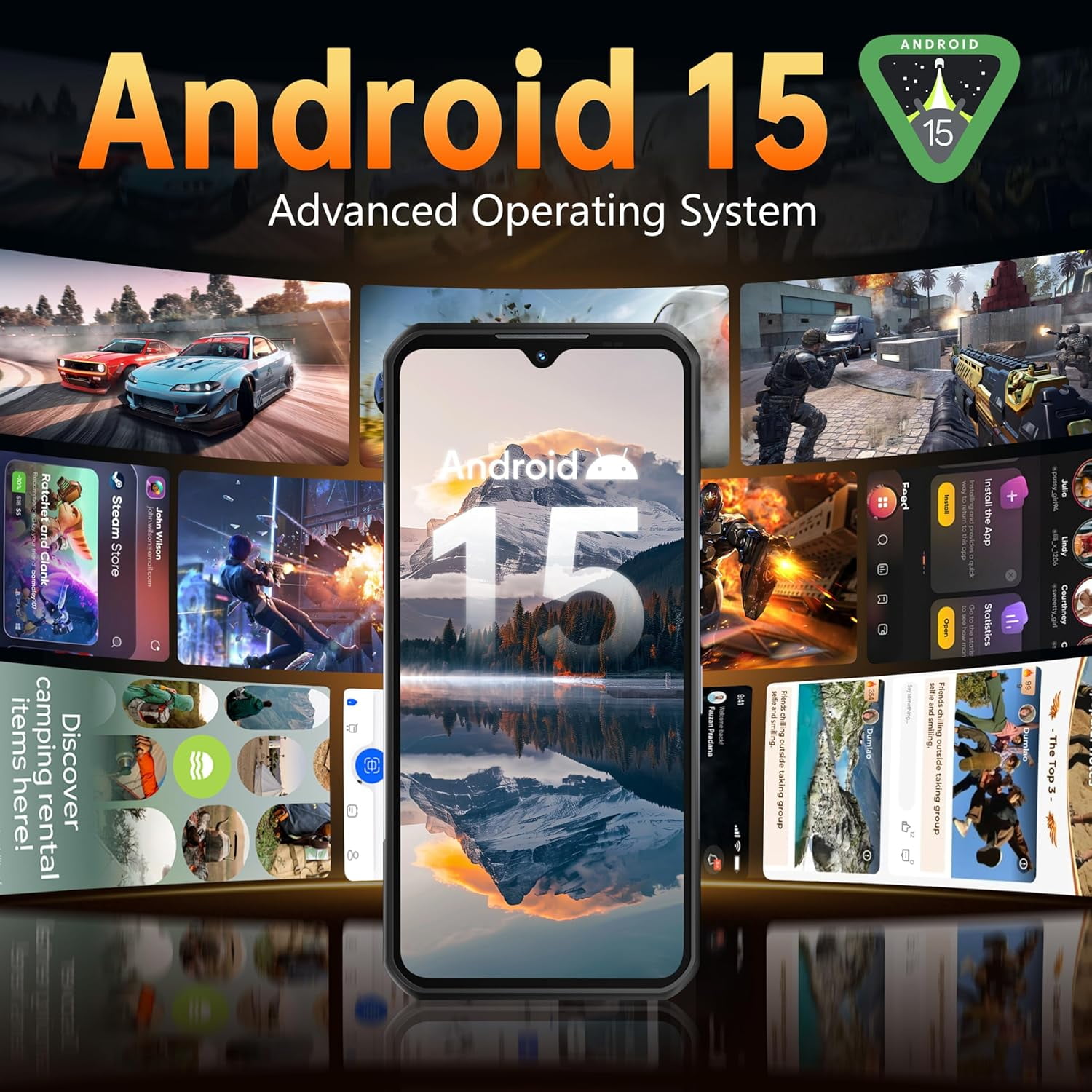 OUKITEL WP55 Pro 5G Rugged Smartphone Unlocked Android 15-48GB+512GB/2TB Rugged Cellphones, 6.6''FHD+Display 108MP Rear Camera 11000mAh(33w) Battery Waterproof Mobile Phone, IP68/IP69K/NFC