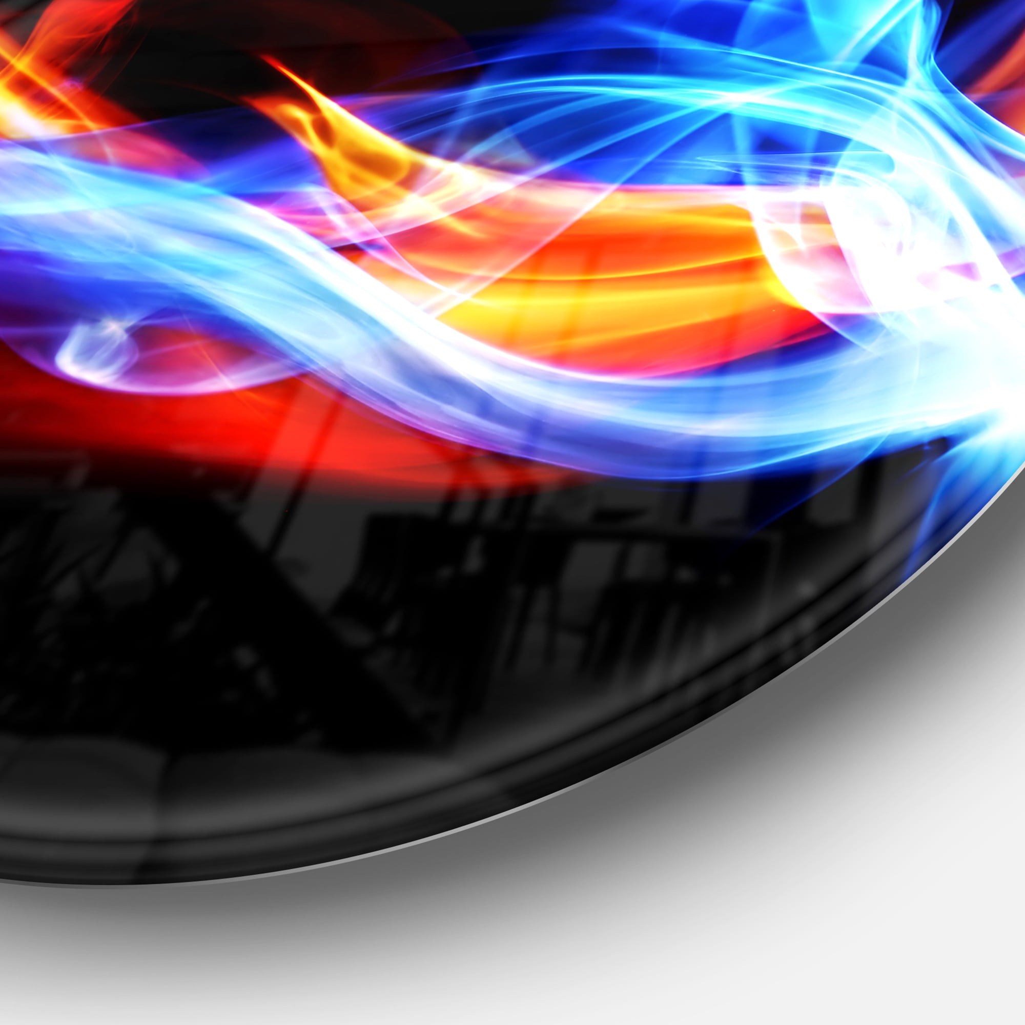 Fire and Ice Disc 23.00" x 23.00" Painting Art Prints, by Designart