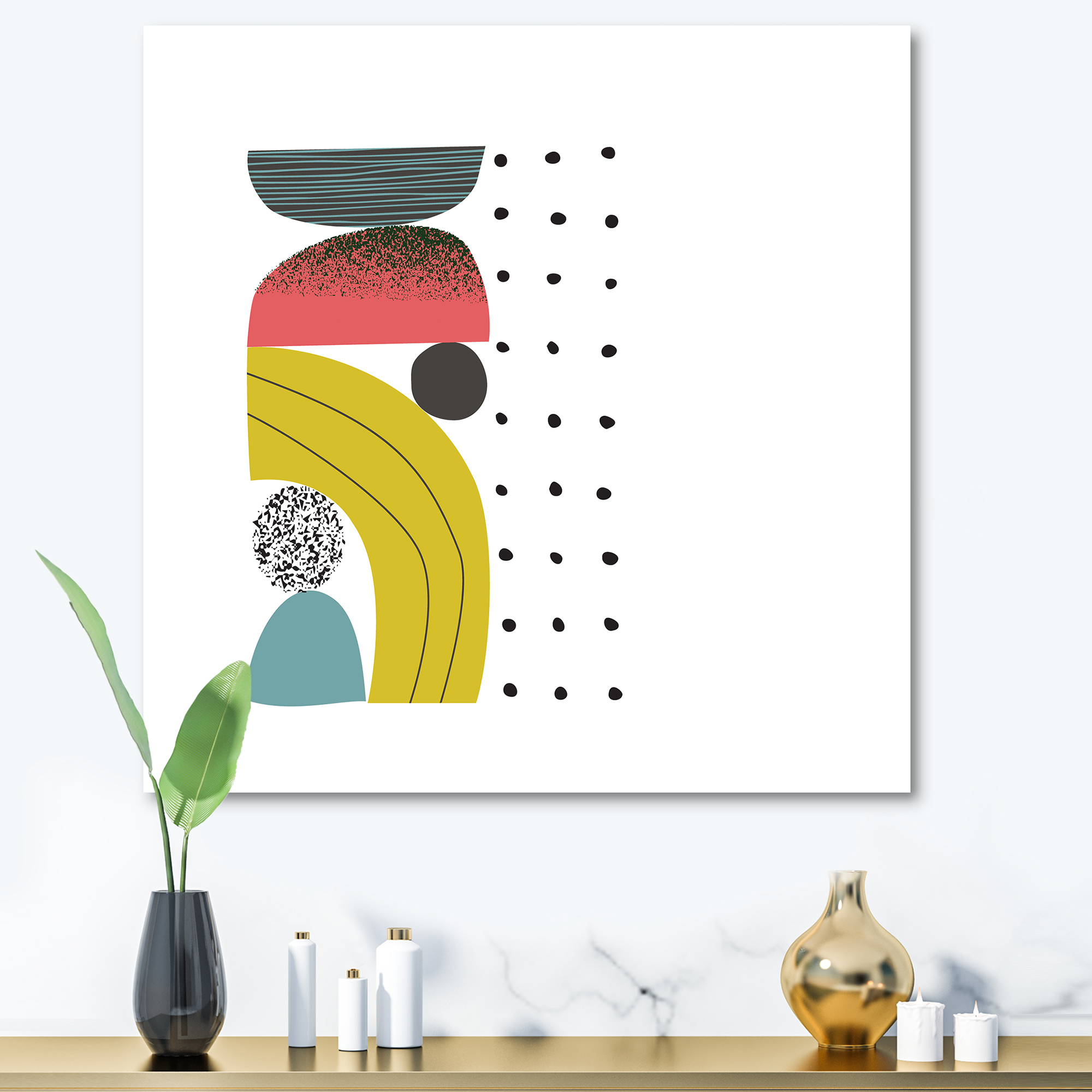 Designart ' Abstract Colorful Geometric Art Collage I ' Modern Canvas Wall Art Print