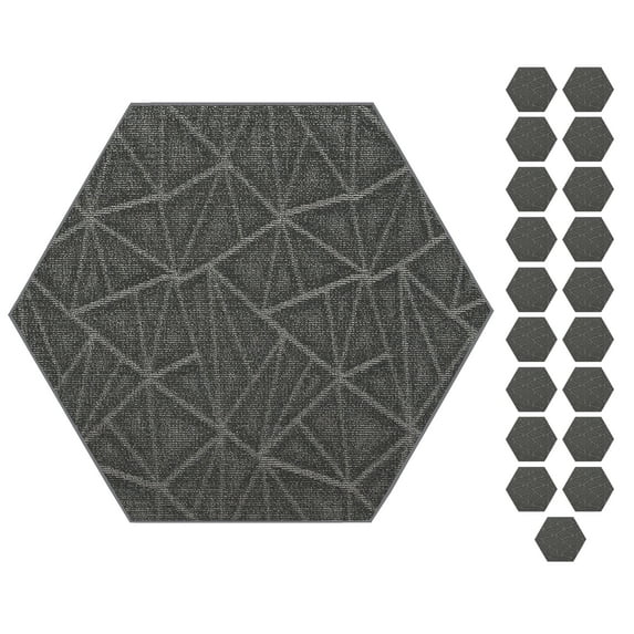 Furnish My Place Geometrical Pattern Indoor/Outdoor Refine Gray Rug, Abstract Area Rug, Doorway Mat, Contemporary Rug for Living Room, Entryway, Made in USA, 2' Hexagon - Set of 20