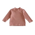 thumbnail image 3 of Kids Striped Long Sleeve Base Layer Tops Mock Neck Soft Stretchy Knit Pullover Slim Fitting Basic Undershirt for Fall Winter Boys Girls Daily Wear 18-24Month, 3 of 7