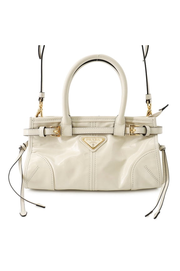 Pre-Owned Prada Bonnie Mini Leather Triangle Handbag 1BA486 PRADA 2-way Shoulder Bag White...