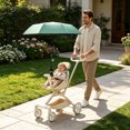 thumbnail image 3 of Green Foldable Stroller Sun Umbrella, Pram Parasol and Shade Umbrella for Wagons and Camping Carts, 3 of 4