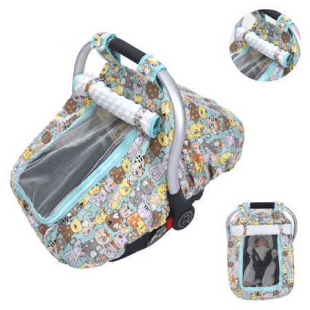Scheam 2-in-1 Kick-Proof & Windproof Baby Car Seat Cover Cartoon Print