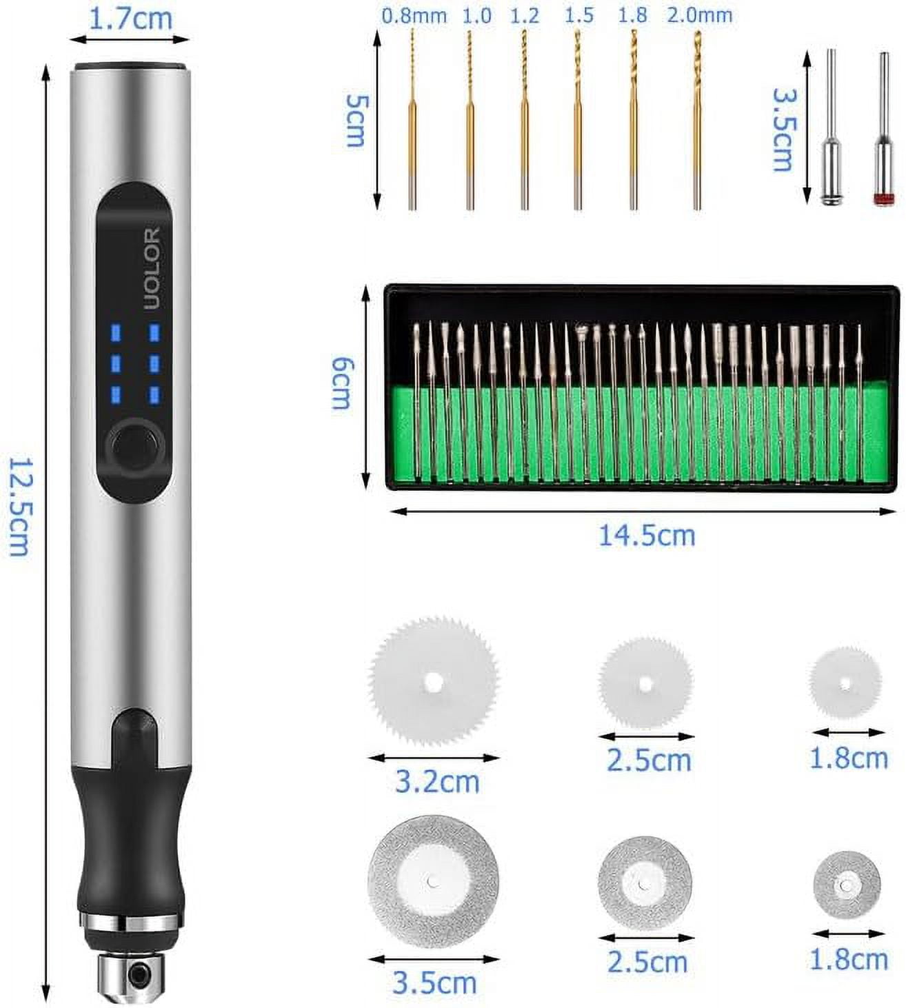 Wiher Electric Engraving Pen Kit with 42 Bits, Mini Electric DIY Engraver Cordless Rotary Tools Portable Engraving Tool for Jewelry Wood Metal Stone Plastic Glass Etching (Silver)