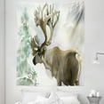 thumbnail image 1 of Deer Tapestry, Moose in Winter Forest Wildlife Reindeer Christmas Theme Watercolor Painting Style, Fabric Wall Hanging Decor for Bedroom Living Room Dorm, 5 Sizes, Beige Green, by Ambesonne, 1 of 1