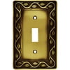 Brainerd Leaf and Vine Single-Switch Wall Plate, Tumbled Antique Brass