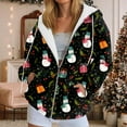 thumbnail image 2 of idosla Women's Christmas Zip Up Hoodies Boho Long Sleeve Printed Drawstring Oversized Hooded Sweatshirt with Pockets (Black, XL), 2 of 7