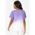thumbnail image 2 of Roaman's Women's Plus Size Lace-Sleeve Ombre Slub Tee, 2 of 4