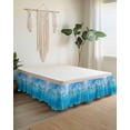 thumbnail image 2 of Blue Teal Summer Beach Wrap Around Bed Skirts for Queen Bed 16" Drop,Bed Skirt with Adjustable Elastic Belt Dust Ruffle Bed Valance for Bedroom Hotel Coastal Nautical Seawater Ocean Bed Frame Cover, 2 of 7