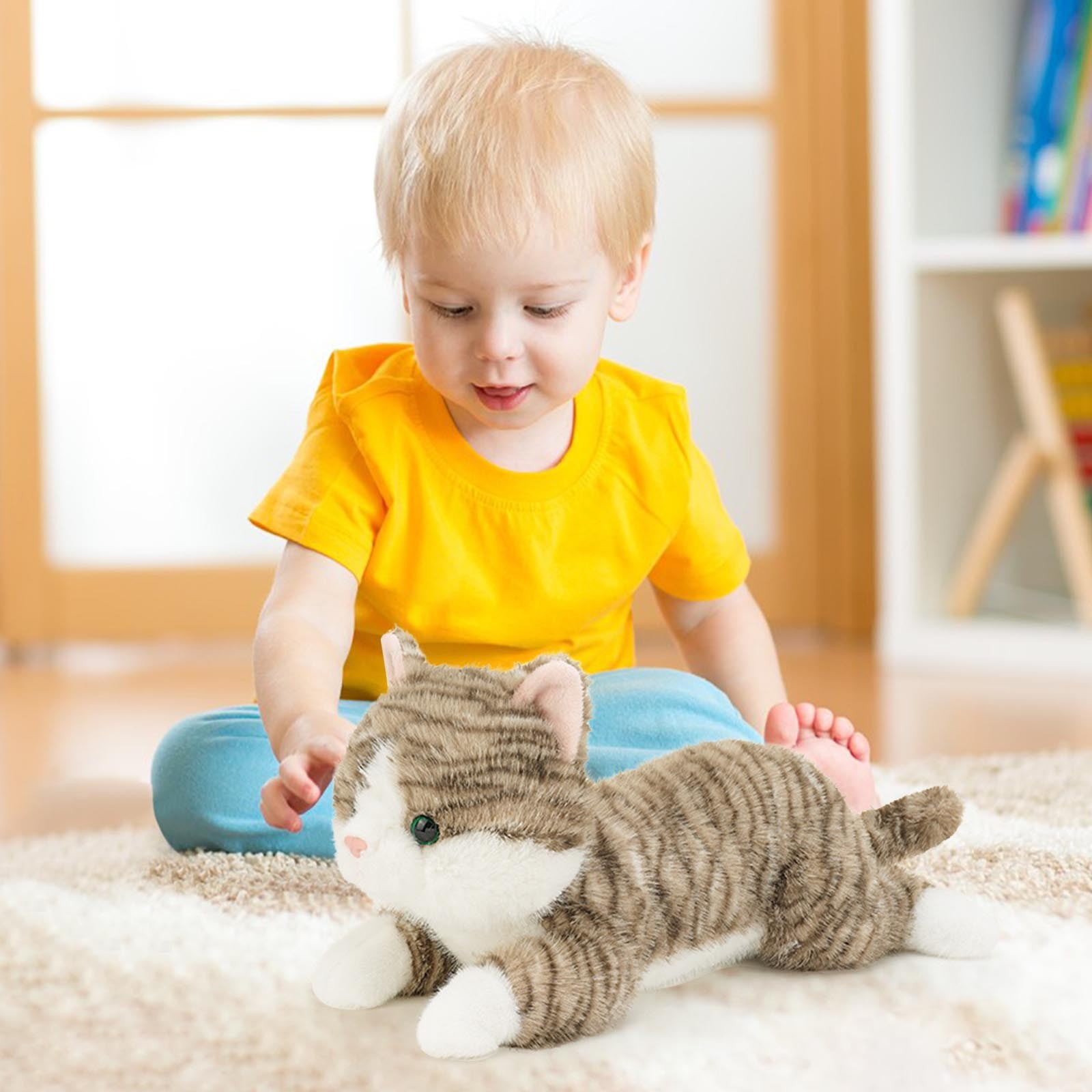 Outoloxit Weighted Plush Cat Toy 18 Inch for Stress Relief and Cuddling, Realistic Stuffed Animal Sensory Comfort Gift for All Ages