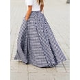 thumbnail image 6 of Gingham Long Skirts for Women Maxi Plaid Skirt A Line High Waist Summer Skirts Casual Trendy Blue M, 6 of 7
