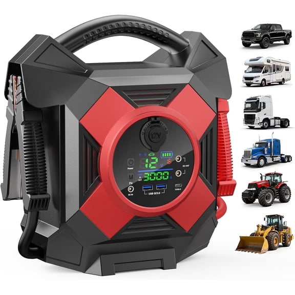 DM1264 Heavy Duty Truck Jump Starter, 30000A Peak 12V Lithium Battery Booster Pack for Semi Trucks,Starts All Gasoline Engines and Diesel Engines up to 50L in 1 Second at -40°F.
