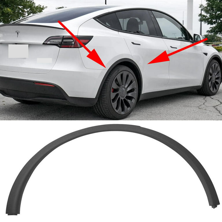 For Tesla Model Y 2020-2022 Glossy Black Rear Bumper Diffuser Lip w/ Light  1PC