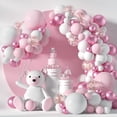 thumbnail image 1 of Conjunto de corona de globo rosa, arco de globo rosa relleno, diferentes tamaños, globo de látex, decoración de fiesta de cumpleaños de princesa de boda, 1 of 7