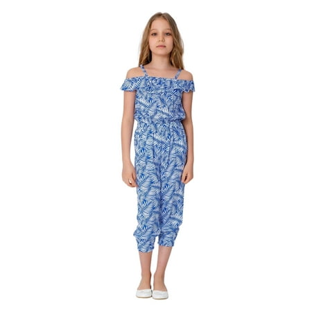 

InCity Girls Toddler Tween 1-14 Years Off-Shoulder Jumpsuit Printed Zoe Fashion Romper