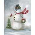 thumbnail image 2 of Nan 15x18 White Modern Wood Framed Museum Art Print Titled - Snowman and Cardinal II, 2 of 4