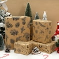 thumbnail image 4 of Christmas Wrapping Paper Roll - Brown Kraft Vintage Gift Wrapping Paper for Xmas,Birthday,Seasonal Winter Holiday Party - 3 Mini Roll -17in x120in Per Roll(42.3 sqft), 4 of 14