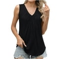 thumbnail image 2 of Women's Tank Tops Under $10 Free Shipping Lightweight On Sale Fashionable V-neck Sleeveless Casual Camisole Pleated Top, 2 of 9
