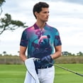 thumbnail image 3 of Fotbe DJ Panda Hot Air Balloon Pattern Men’s Golf Polo Shirt – Breathable Performance Golf Shirt with Button-Down Collar-XX-Large, 3 of 6