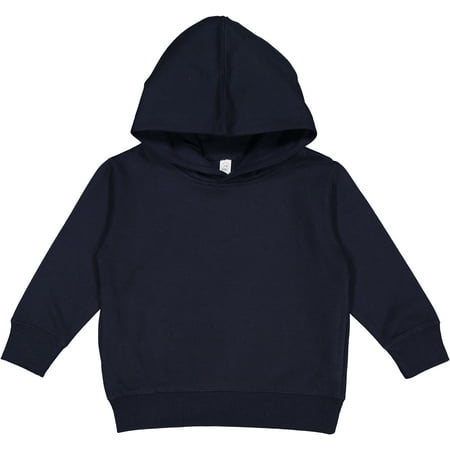 

Rabbit Skins Toddler Fleece Long Sleeve Hooded Pullover Sweatshirt with Side Seam Pockets Navy 2T