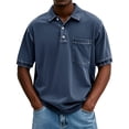 thumbnail image 3 of Mens Vintage Washed Polo Shirts Classic Fit Pullover Shirts Summer Lapel Button Tops Casual Retro Distressed Tee Top, 3XL, 3 of 5