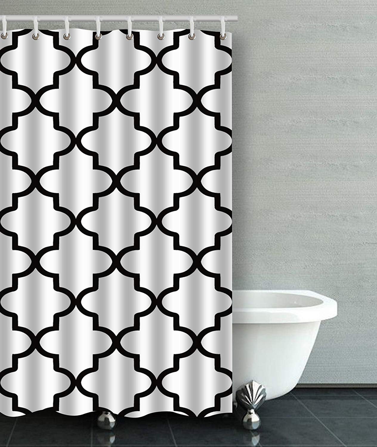Bsdhome White And Black Moroccan Quatrefoil Outdoor Bathroom Shower Curtain 36x72 Inches Walmart Canada Bsdhome White And Black Moroccan Quatrefoil Outdoor Bathroom Shower Curtain 36x72 Inches Walmart Canada