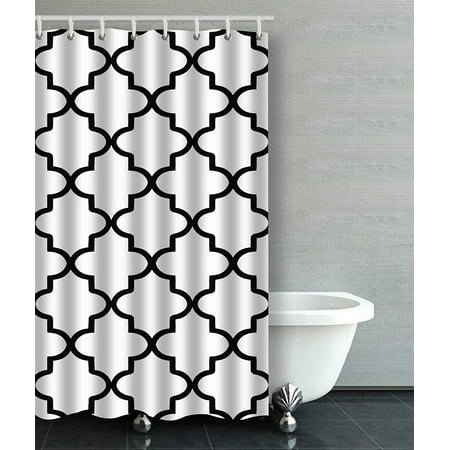 Bsdhome White And Black Moroccan, Outdoor Shower Curtain