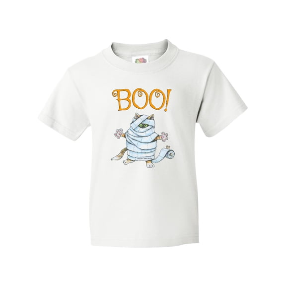 Inktastic Boo with Mummy Cat Youth T-Shirt