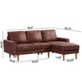thumbnail image 2 of 82.2'' L-shaped Sofa, Modern 3 Seat Chaise Sofa Couch with Copper Nail on Arms, Mid-Century Sectional Sofa with Wooden Legs, for Living Room, Bedroom, 2 of 8