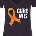 thumbnail image 4 of Inktastic Multiple Sclerosis Cure Ms Orange Ribbon Women's V-Neck T-Shirt, 4 of 5