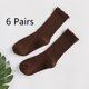 thumbnail image 1 of Calcetines de mujer. Calcetines casuales con puños vueltos y volantes hasta el tobillo, transpirables, de algodón de punto fresco, con forma de lechuga, paquete de 3, 1 of 5