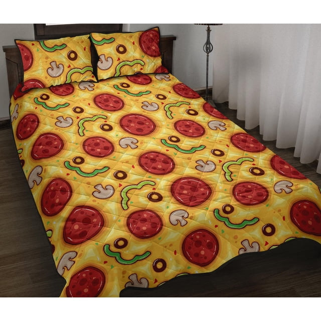 Juego de cama nórdico con textura de pizza