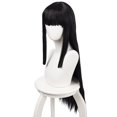 thumbnail image 1 of Pelucas con flequillo para mujer, peluca ondulada suelta, cabello negro largo y liso, longitud de cosplay para niña, pelucas de disfraz coloridas, bandas para el cabello, 1 of 4