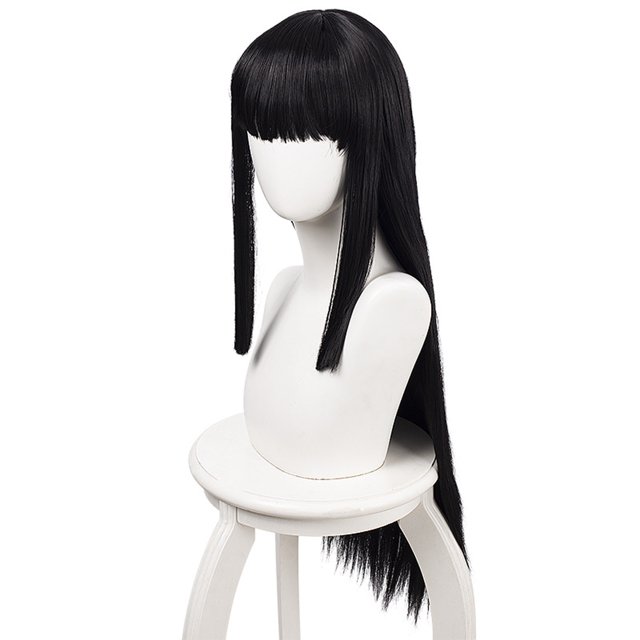 Pelucas con flequillo para mujer, peluca ondulada suelta, cabello negro largo y liso, longitud de cosplay para niña, pelucas de disfraz coloridas, bandas para el cabello