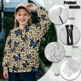 thumbnail image 6 of Uourmeti Leopard Print Blue Butterfly Girls Cozy Sweatshirt Half Zip Pullover Sweatshirts Soft Comfy Casual Loose for Weekend Home House Size 9-10, 6 of 7