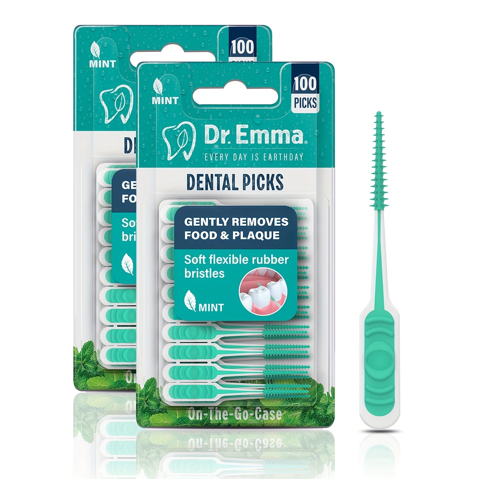 Dr. Emma 100pcs/200pcs/400pcs Dental Picks Mint Brush Picks