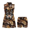 thumbnail image 4 of COEQINE Forest Camo hunting Wolf Print Women's Golf Dress with Pockets and Shorts Sleeveless V-Neck Exercise Dresses 2 Piece Set Soft Zip Up Pickleball Outfits, M, 4 of 7